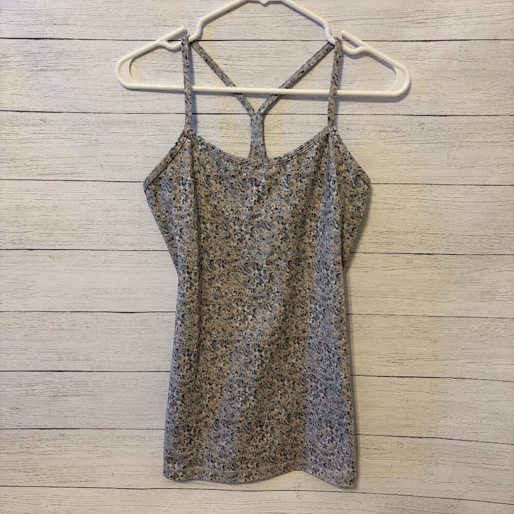 Lululemon Racerback Tank Top Built-In Bra Speckled Print Gray Size 6